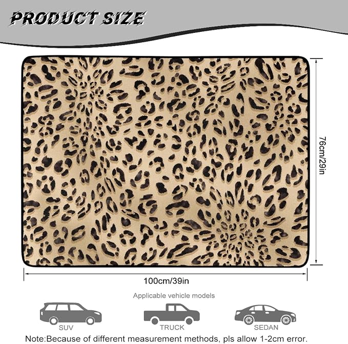 Leopard Print 29" x 39" All Weather Truck Protection Cargo Liner, Non Slip Universal Car Trunk Mat for SUV Cars, Durable Washable Pet Friendly Rear Trunk Liners