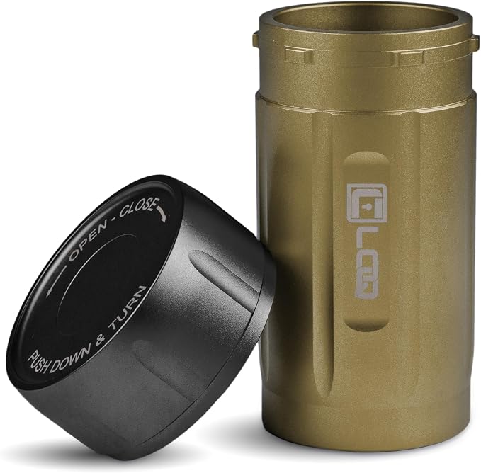 TXD120 Airtight Storage Jar and Smell Proof Container Keeps Herbs Fresh for Months, 120ml, Tan Body, Black Cap