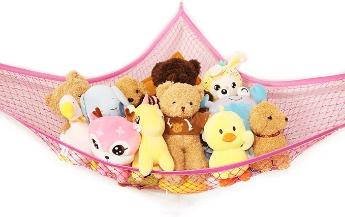 Stuffed Animal Net Toy Hammock, Teddy Bear Hammock, Jumbo Stuffed Animal Storage Net! XWG Pink