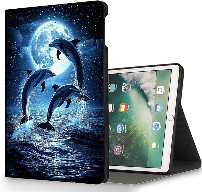 for Microsoft Surface Pro 8-13" 2021 Tablet Case,Auto Wake/Sleep,Adjustable Stand Protective Cover - Cute Dolphin