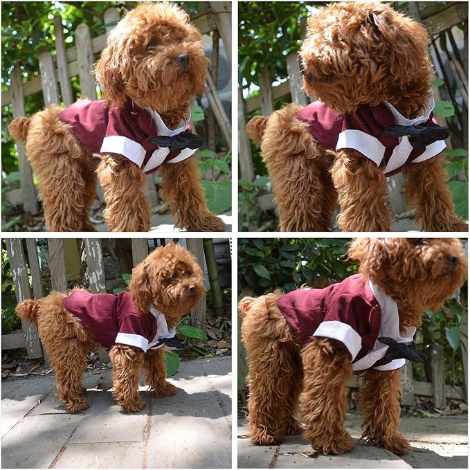 Lovelonglong Bulldog Costume Dog Suit Formal Tuxedo with Black Bow Tie Wedding Clothes for Pugs/French Bulldog/English Bulldog/American Pit Bull Brown B-M