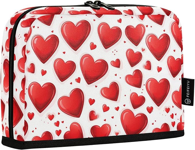 Aslsiy Large Capacity Pencil Case Glossy Heart Happy Valentine Day-1 Pencil Pouch for Boys Girls Portable Pen Bag Organizer Standing Makeup Bag for School Office Supplies