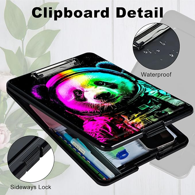 Planet Panda A4 Clipboard with Storage Pen Holder, Clipboards Organizer Nursing Clipboard Foldable File Folder Plastic Clipboard Folio Clip Board for Office Students Classroom Doctor