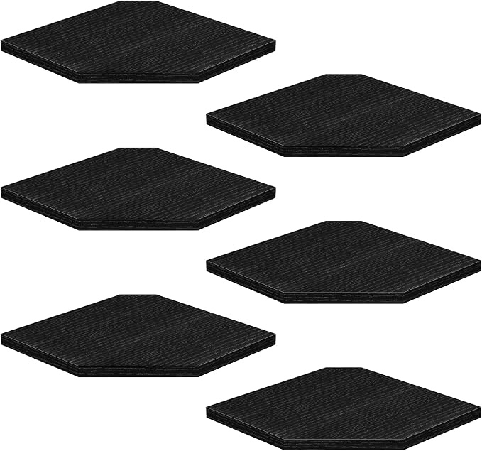 Fun Memories Corner Shelf Wall Mount, Floating Corner Shelves, Set of 6 Corner Wall Shelf Organizer, Rustic Wood Wall Storage Display Shelves for Living Room Bedroom Bathroom Kitchen, Classic Black