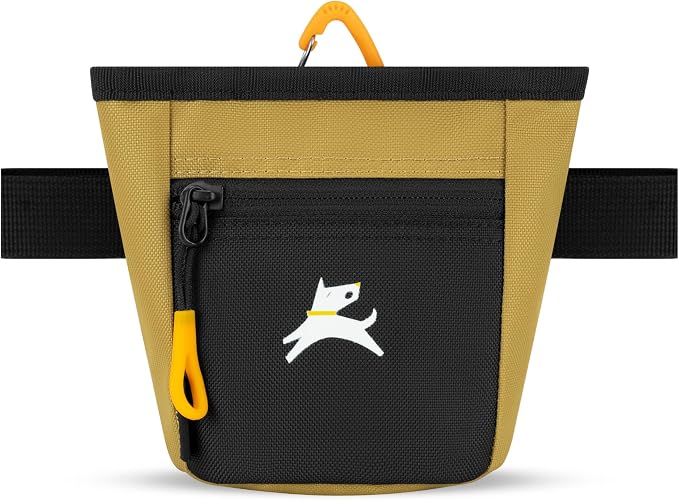 OllyDog, Goodie Treat Bag, Dog Treat Training Pouch | Magnetic Closure | 3 Ways to Wear | Hands-Free Waist Belt | Water-Resistant Recycled Vegan Fabric (Antelope)