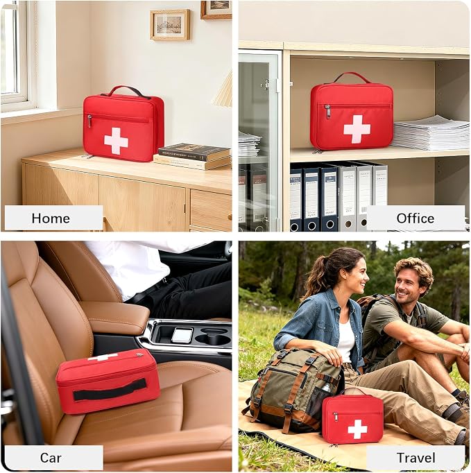Gatycallaty First Aid Bag Empty Emergency Treatment Medical Bags Multi-Pocket for Home Office Car Traveling Hiking Trip (Medium, 1 Piece)