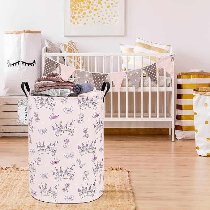 Castle Storage Bin Foldable Nursery Basket | Foldable with Waterproof PE Coating Organizer Bin for Kids Boys and Girls,Office,Bedroom,Clothes