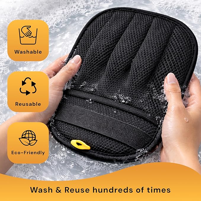 Wolfster 2 Pack Pet Hair Removal Glove, Reusable Dog & Cat Hair Remover Mitt, Electrostatic Fur Remover for Furniture, Couch, Car, Carpet, Lint Roller Alternative Grooming Glove
