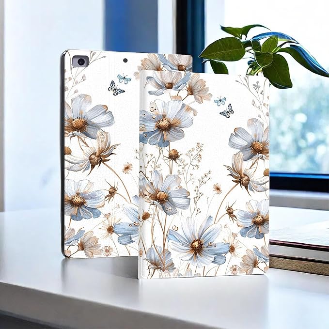 for Microsoft Surface Pro X/Pro X Plus-13 2019/2020/2021/2024 Tablet Case,Auto Wake/Sleep,Adjustable Stand Protective Cover - Blue Flower