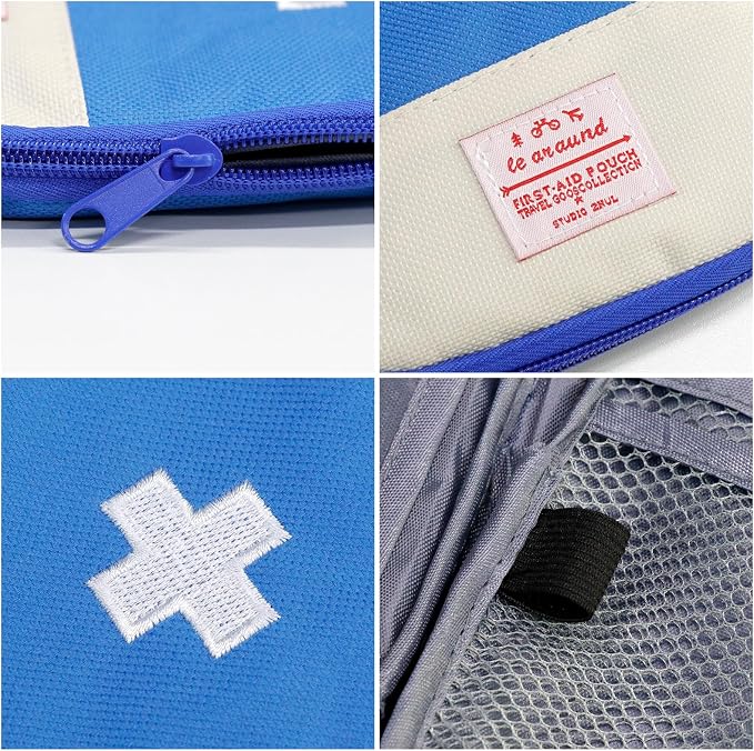 Faylapa 3 Pcs Mini Empty First Aid Bag, 7x5 inches Mini Portable Medical Pouch, Travel Emergency Multifunction Emergency Storage Bag for Hiking, Home, Travel, Camping, Outdoor, Car, Office(Bag Only)