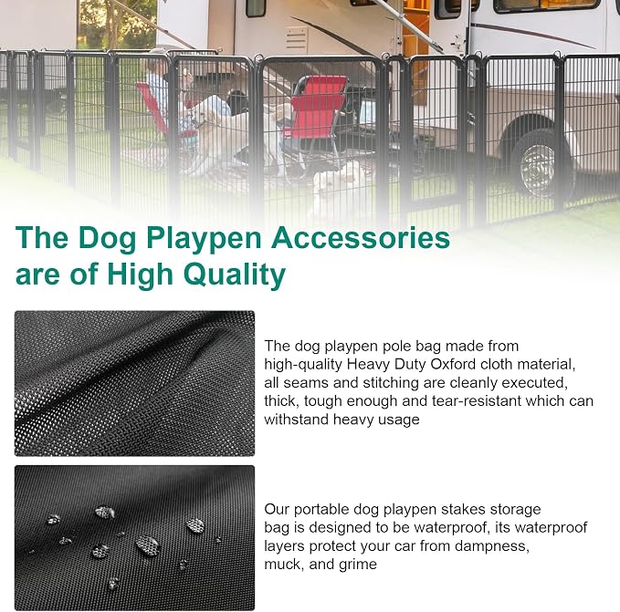 Dog Playpen Stakes Storage Bag, 32 IN, Black, Casual, Shoulder Strap, Zipper Closure, Waterproof, Foldable, Holds Several Stakes, Also Fits Tent Pegs, Ropes, or Small Tools