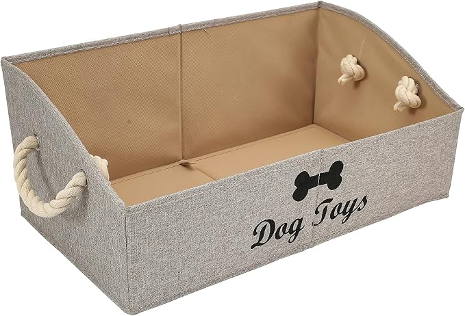 Morezi Large Dog Toy Bin Puppy Shallow Toy Basket Dog Toy Storage Perfect for Living Room Playroom Closet Home Organization - Light Brown Canvas