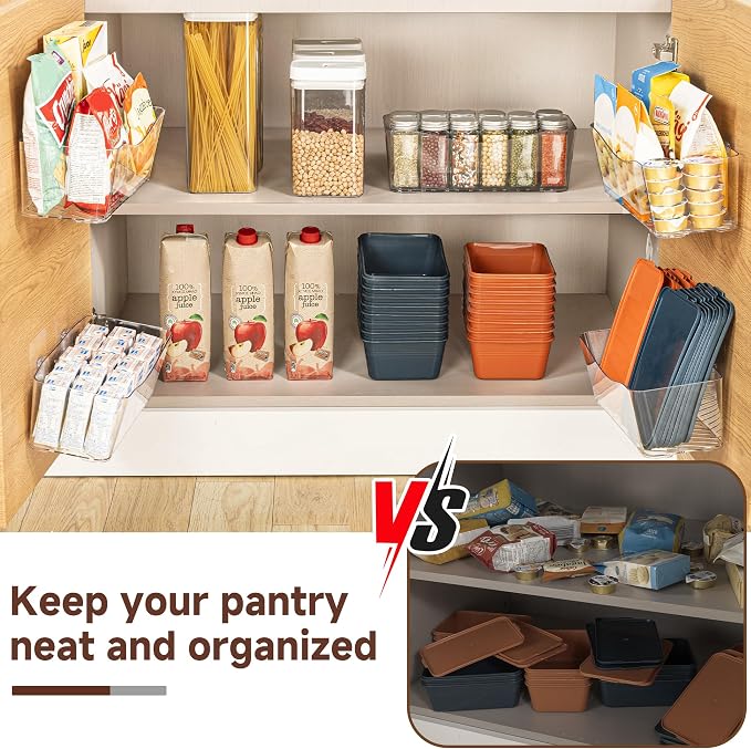 4-Pack Large Cabinet Door Organizer, 11.4" Adhesive Wall Mounted Pantry Organizers and Storage, Space Saving, Drain Bottom, No drill, Clea Storage Caddy Baskets for Kitchen, Bathroom, Under Sink