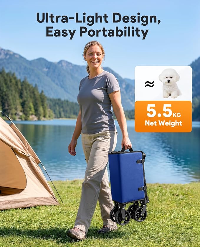 Collapsible Wagon with Wheels,120L Wagon Cart for Camping Groceries Beach | 220lbs Capacity Wagon Carts Foldablet,Smallest Folding Size,Lightweight Portable,Adjustable Handle,Transport long items