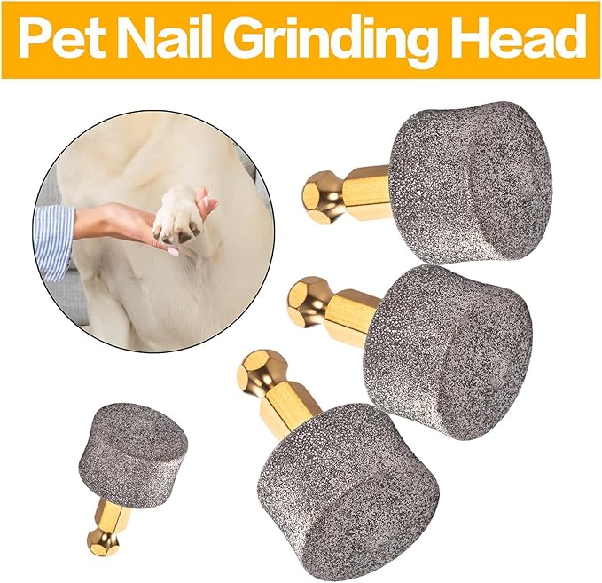 20-Pack Dog Nail Grinder Heads: Diamond Tip Replacement Compatible with Electric Pet Trimmer, Low Noise Claw Smoothing Bits, Long-Lasting Grinding Wheels