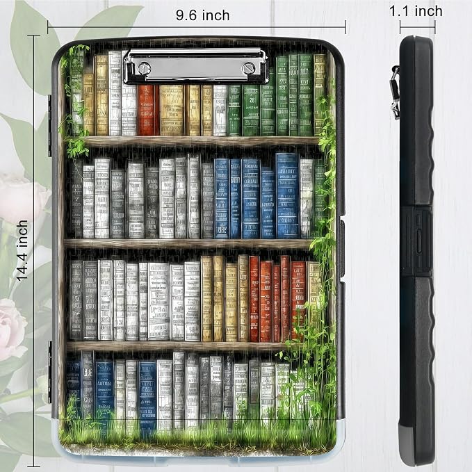 A4 Clipboard with Storage Pen Holder, Clipboards Organizer Nursing Clipboard Foldable File Folder Plastic Clipboard Folio Clip Board for Office Work Classroom Doctor, Green Books