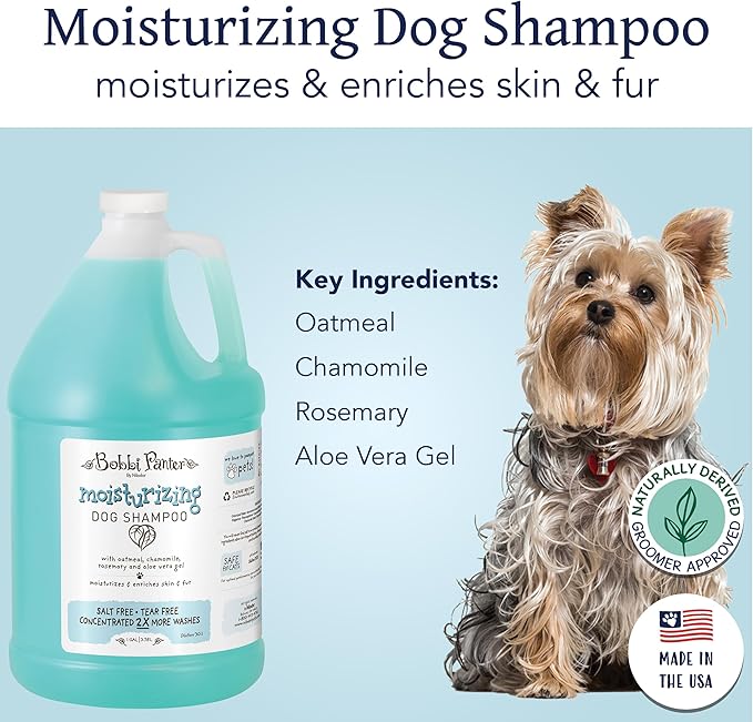 Bobbi Panter Oatmeal Dog Shampoo Aloe Vera, Chamomile & Rosemary – Moisturizing Natural Formula for Dry Skin, Tear-Free, 30:1 Concentrate, 1 Gallon (Case of 4)