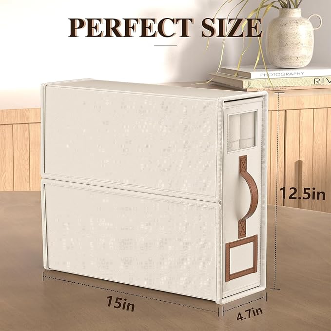 8 Pack Bed Sheets Organizers And Storage,Sheets Set Folder Keeper with Handle,Foldable Bedding Storage Box For Linen Closet,Duvet Cover(King Size-3.7 Gal,Beige)