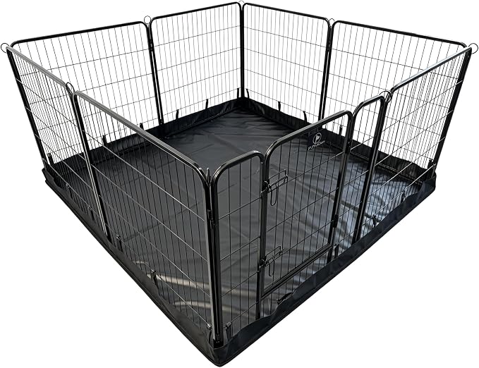 PJYuCien Puppy Playpen Plus Storage Bage with Bottom, 8 Panels 31.3" H | Heavy Duty, Dog Fence for Small Dogs, Foldable Square Pen, Indoor, Outdoor, Backyard Pasture, Camping, Protects Floors