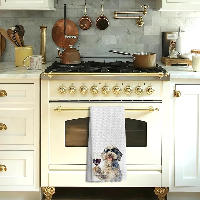 Funny Goldendoodle Decorative Kitchen Towels, Doodle Dog Gift Hand & Tea Towels for Bar Cart, Dog Mom and Dad Gifts Dish Towel Dishcloth, 16x24 Inch