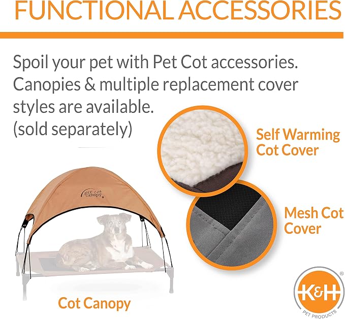 K&H Outdoor Elevated Dog Bed, Cooling Raised Dog Bed, Camo, Medium 32x25in | Pet Cot for Medium & Large Pets, Breathable Mesh Center Hammock Design, Indoor/Outdoor Washable Cover, 32x25in