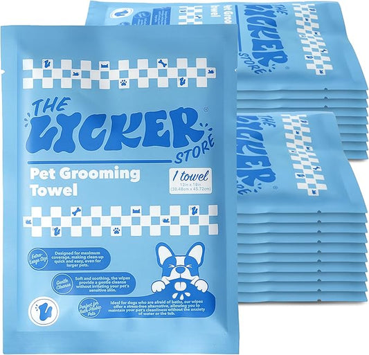 PWP1007A-20SET Dog Bath and Grooming Towels, Ultra-Absorbent & Soft Pet Wipes for Paws, Body and Butt, Hypoallergenic & Cruelty-Free, Alcohol-Free, 5.1" x 7.1", 20 Count