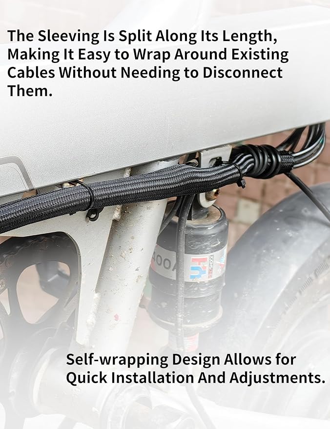 Cable Management Split Wire Loom Sleeve - Cord Hider & Protector for Desk, Pet Chew Proof, Wire Cover Organizer, Flexible Tube for Wires and Cables (1/2 Inch 12FT, Black)