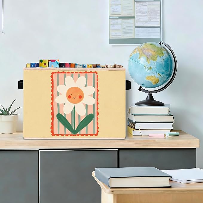 Childhood Storage Bin, Live Childhood Floral Foldable Fabric Basket | Foldable floral fabric organizer with Live Childhood design for nursery, bedroom, playroom, toys, books, and clothes