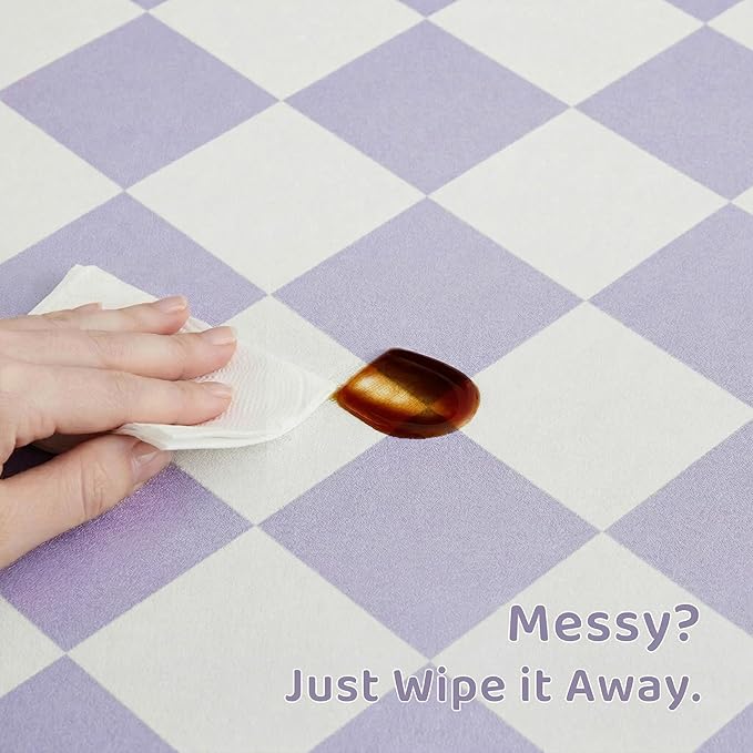 Ralxion Checkered Dog Feeding Mat, Absorbent Mats for Dog Food and Water Bowl, Dispenser, Aesthetic Purple Checkerboard Pet Placemat for Dogs, Cats, Puppy Accessories (Purple, 12 x 19)