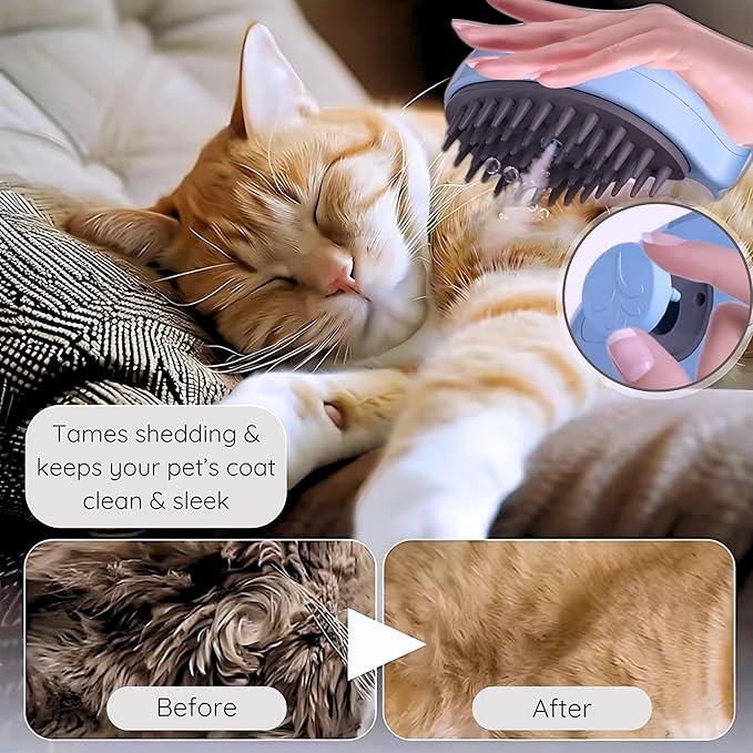 Generic Self-Cleaning Deshedding Brush with Steam for Cats and Dogs - Silicone Whale Model for Grooming Loose Hair (Baby Blue and Pink)