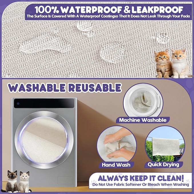 Loiion Cat Scratch Proof Furniture Protector Waterproof Sofa Cover 150"x71" | Pet-Friendly Couch Protector, Anti-Scratch & Anti-Slip Sofa Cover For Cats Dogs Kids, Machine Washable