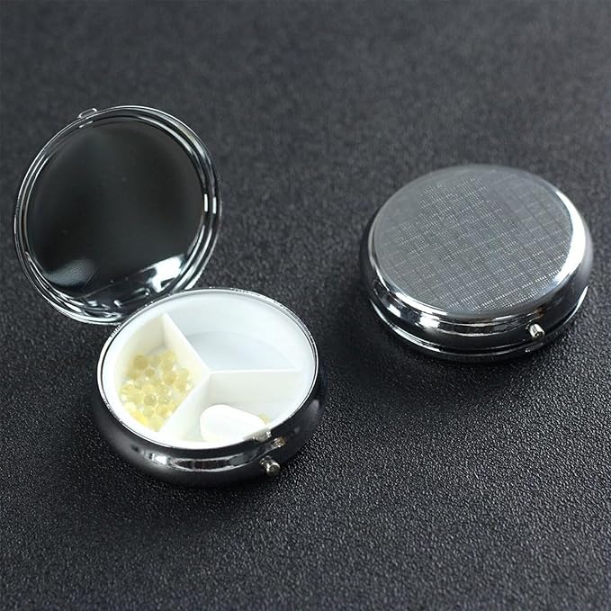 German Wirehaired Pointer Dog Portable Pill Organizer | 3 Compartment, With Mirror, For Men Women, For Daily Supplements, Vitamins, Fish Oil, Jewelry, Candy, Travel