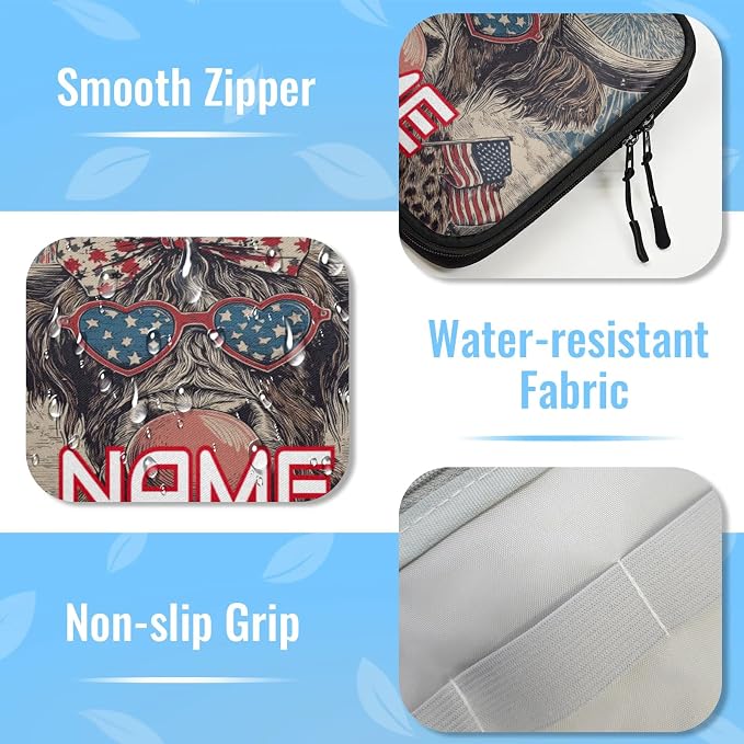 Custom Electronics Organizer Patriotic Highland Cow Travel Cable Pouch Large Tech Accessories Case Waterproof Cord Storage Bag for Power Bank Charger Phone Earphone