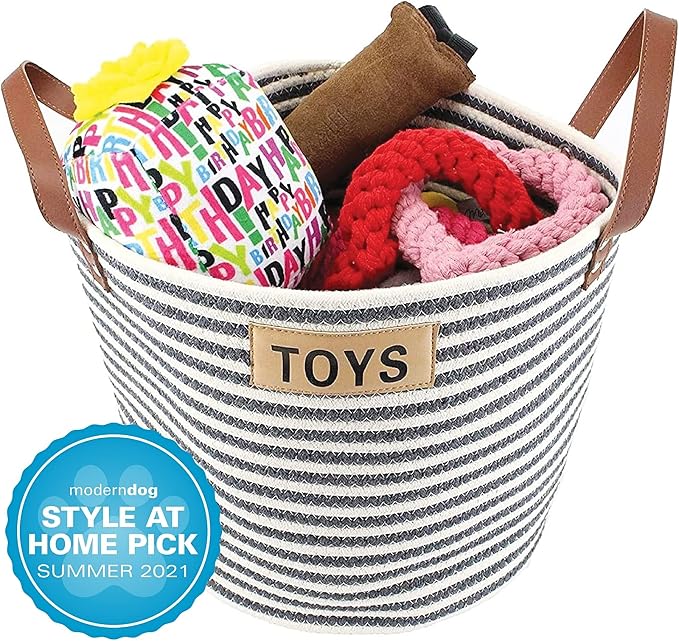 Midlee Cotton Rope Pet Toy Storage Basket
