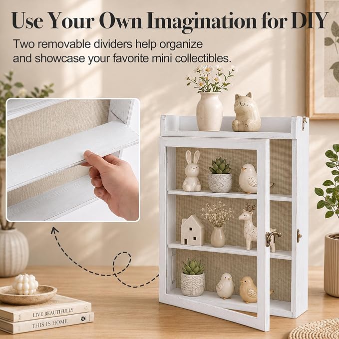 11x16 Flower Shadow Box Frame with Shelves, White