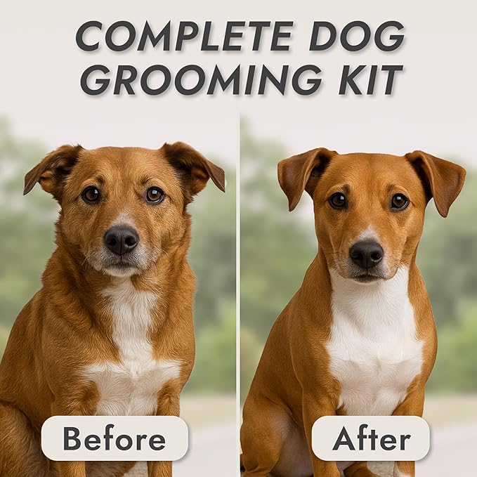 Kong 3-Speed Dog Clipper Grooming Kit – Stainless Steel Blade, Waterproof, LED Spotlight, 6 Guide Combs, 10-Foot Cord, Ergonomic Handle – Red/Gray, All Coat Types