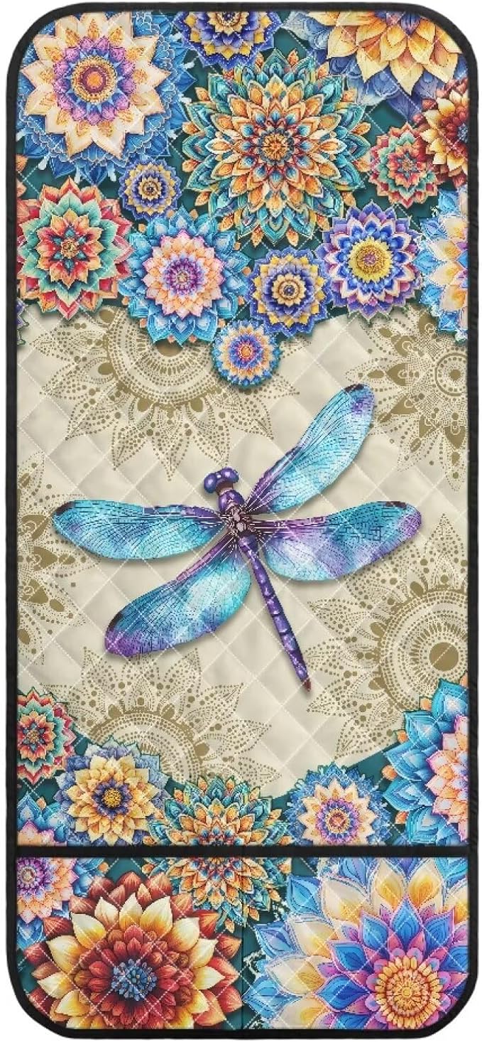Dragonfly Pattern Chair Arm Protectors with 2 Pockets Stretch Couch Armrest Cover,Arm Rest Covers for Sofa,Dustproof Soft Armchair Covers for Arms Wasahble Sofa Arm Slipcover