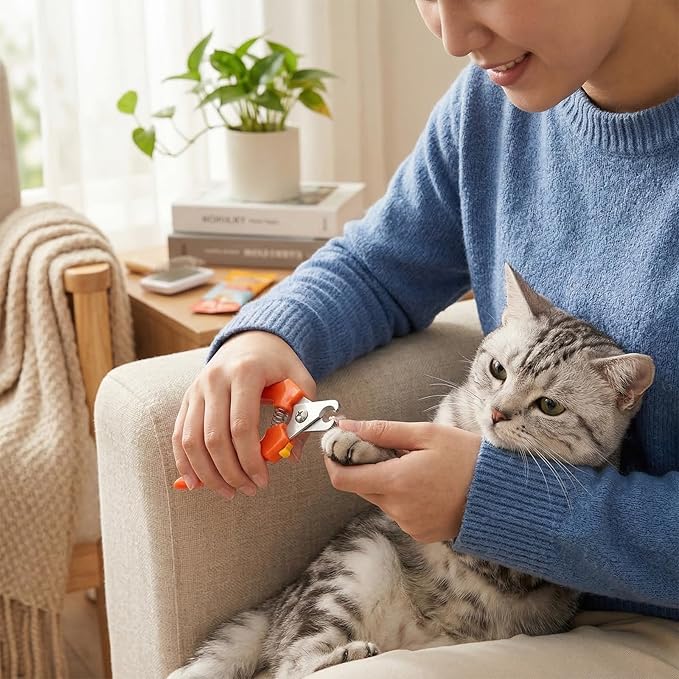 Dog Nail Clipper, Stainless Steel Pet Nail Clippers, Orange Dog Clippers for Nails, Large Professional Nails Clipper for Cats and Dogs