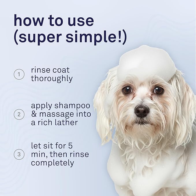 Petpost | Dog Whitening Shampoo with Coconut Oil & Aloe. Brightens White & Light Coats, Moisturizes Skin. Watermelon Scent. 8 oz