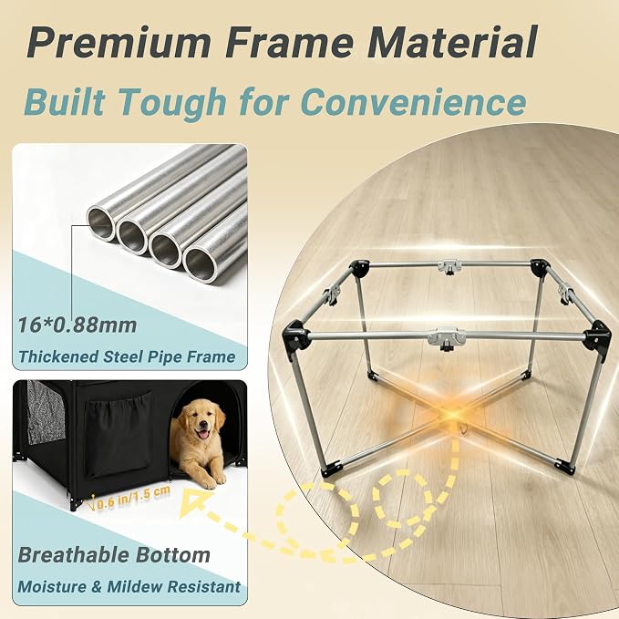 36 Inch Collapsible Travel Dog Crate, 4 Doors & Soft Pet Mat | Portable Dog Travel Crate for Medium Dogs,Large Storage Bag & Breathable Mesh,Soft Sided Dog Crate for Indoor & Outdoor Black