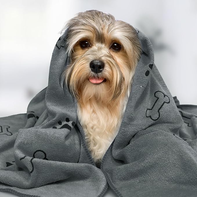 30 Pcs Dog Towels for Drying Dogs Bulk 20 x 40 Inch Quick Drying Pet Bath Towels Colorful Pet Grooming Towel Absorbent Microfiber Towel for Small Medium Large Dog Puppy Cat (Gray)