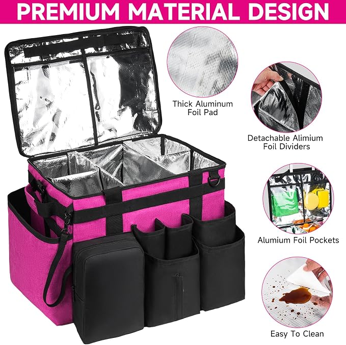 Cleaning Cadddy Bag with Rolling Cart, Large Cleaning Bag with Wheels | Cleaning Supplies Organizer with Detachable Trolley for Housekeepers, Housekeeping Cleaning Cart with Shoulder Strap & Handle