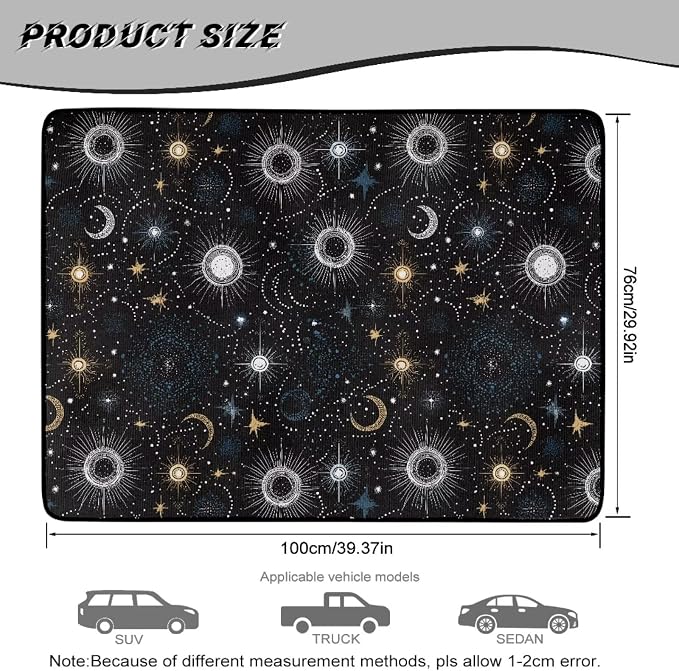 Howilath Heavy Duty Car Trunk Mat Non-Slip Star & Moon Rear Trunk Mat Durable Polyester Carpet for SUV Truck Sedan