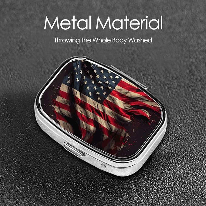 Travel Pill Organizer Portable Pill Case 2 Compartments American Flag Art Small Pill Box Mini Daily Medicine Organizer Box