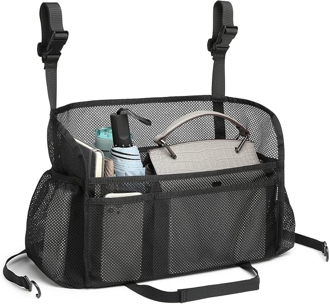 Car net Pocket Handbag Holder, car Purse Holder can be Used to Store Items, Protective Barrier for Children and Pets in The Back seat of car, Helps to Drive Safely (Black)