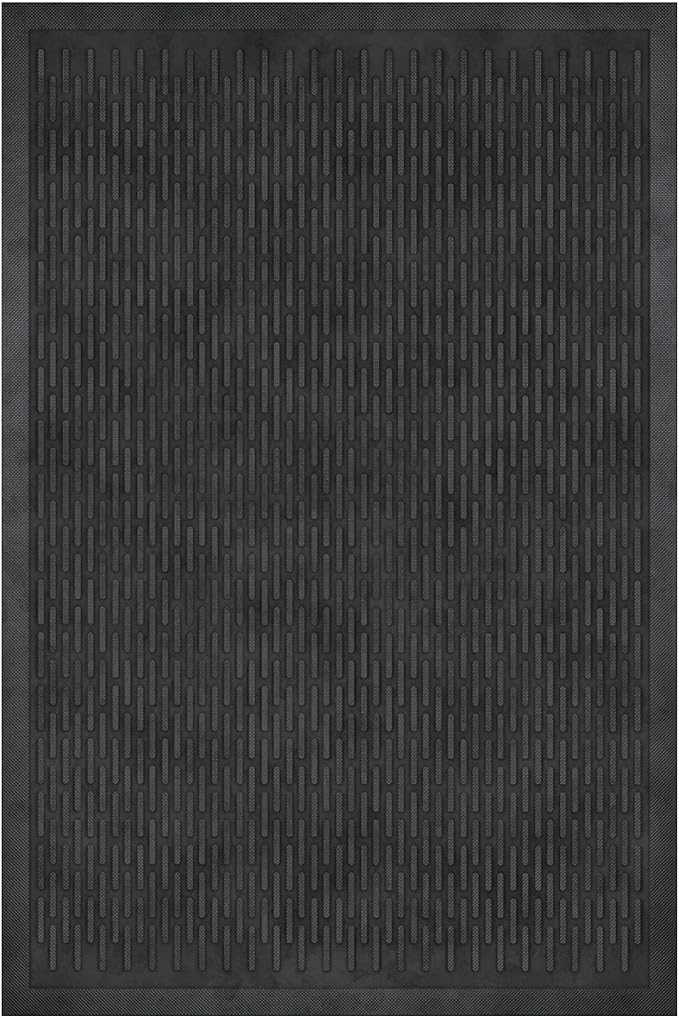 Ottomanson Waterproof Rubber Outdoor Doormat – Heavy-Duty Non-Slip Rubber Floor Mat with Ridge Scraper Pattern, All-Weather Front Door Entry Mat for Mud & Dirt Control – 24" x 36", Black