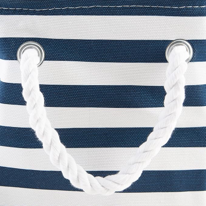 Bone Dry Pet Storage Collection Striped Paw Patch Bin, Small Rectangle, Navy