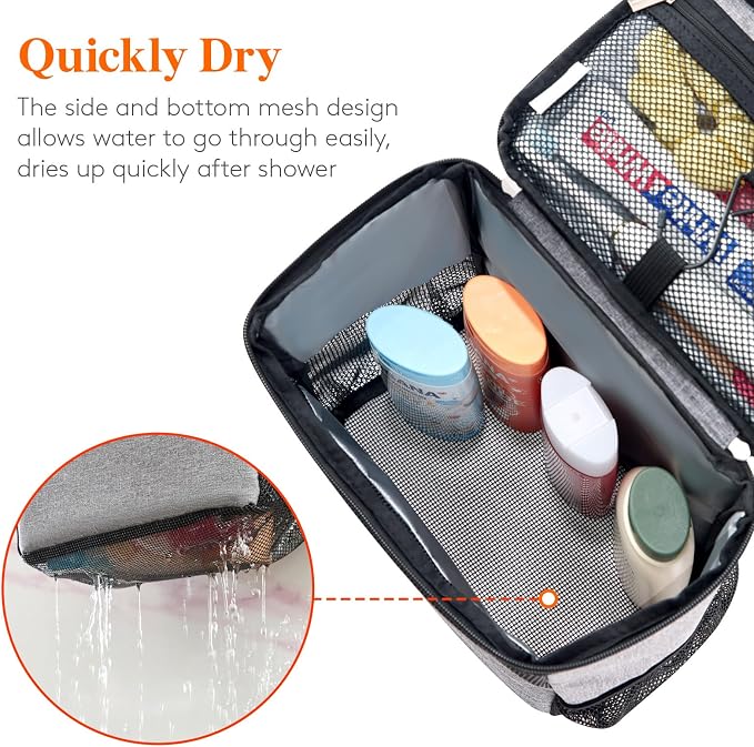 Lifewit Shower Bag Mesh Shower Caddy Portable College Dorm Room Essentials Tote Bag for Bathroom, Gym, Travel, Camping Quick Dry Hanging Shower Organizer Basket Toiletry Bag, Large, Grey | Portable, Quick Dry, College Dorm Room Essentials, Tote Bag for...