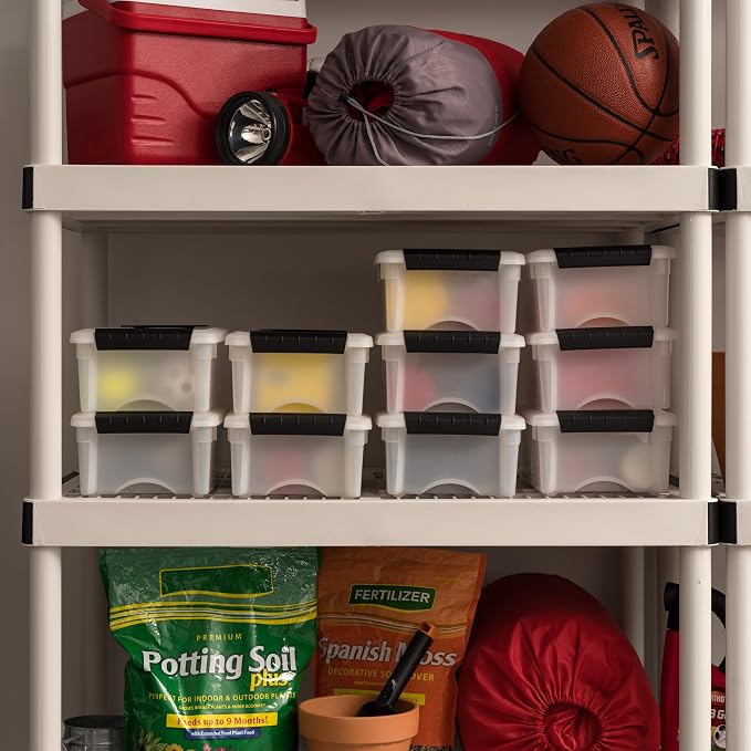 IRIS USA 10-Pack 6 Quart Storage Bins with Lids, Pearl | Conceals contents for a clean look. Ideal for shoes, photos, documents, and small essentials. Nestable design saves space