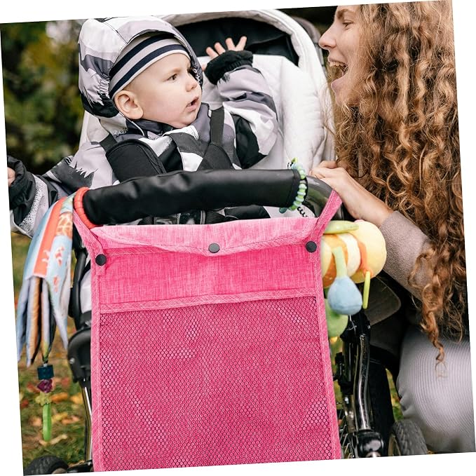ibasenice Mesh Stroller Organizer Bag Versatile Hanging Storage for Diapers Bottles Toys Material Stylish Design for Pet Strollers and Outings